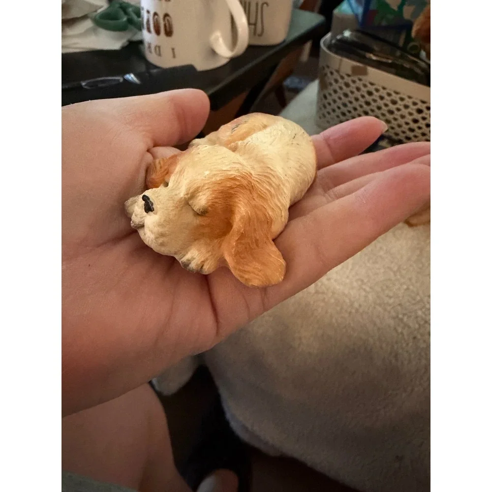 Castagna Sleeping Cocker Spaniel Dog Figurine Small Tan Vintage
